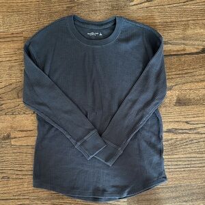 Abercrombie and Fitch Light Waffle Knit Crewneck Long Sleeve - Charcoal